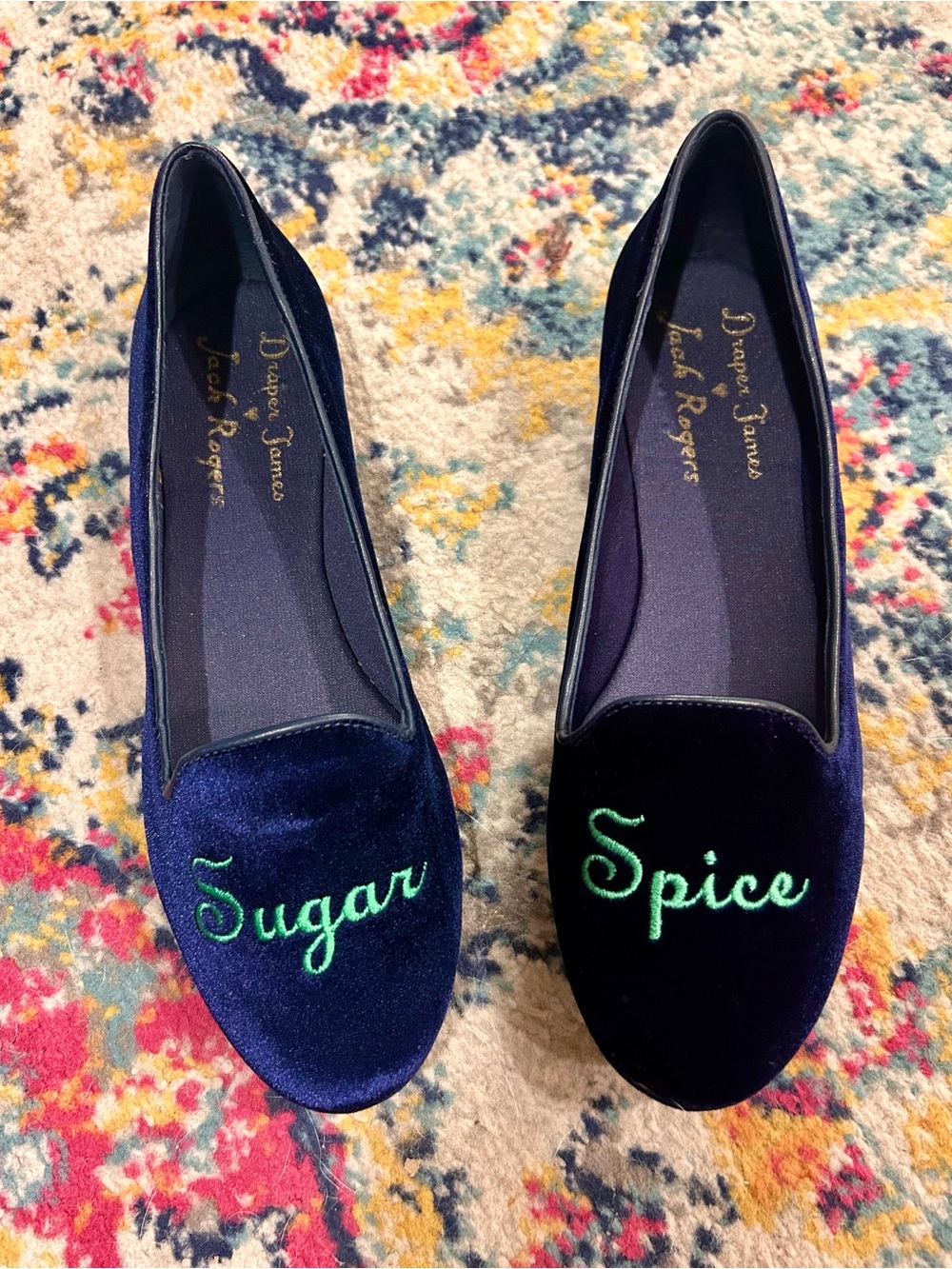 Draper James x Jack Rogers Sugar and Spice Navy Velvet Loafers